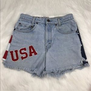 Levi Handmade High Waist Jean Shorts USA Patriotic
